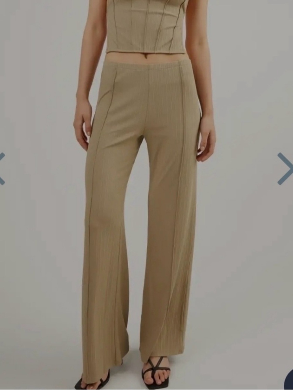 Oak & Fort Ribbed Wide-Leg Pants in Taupe